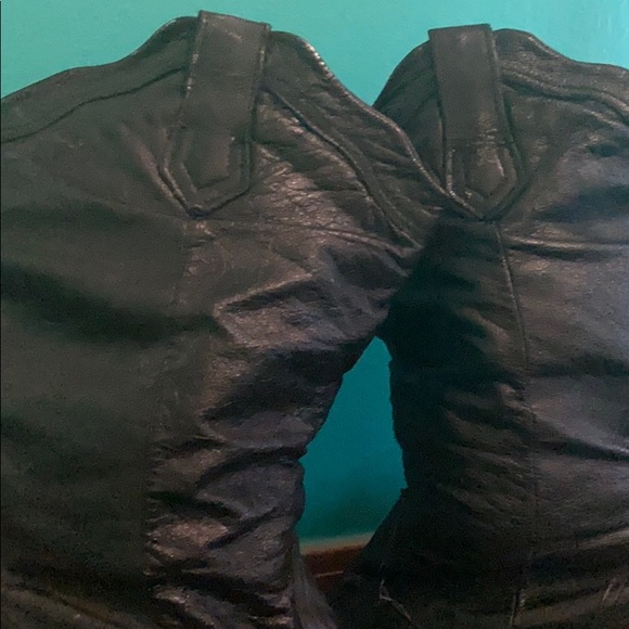 Maine Woods Black Leather Cowboy Boots Silver Heel - Picture 5 of 10